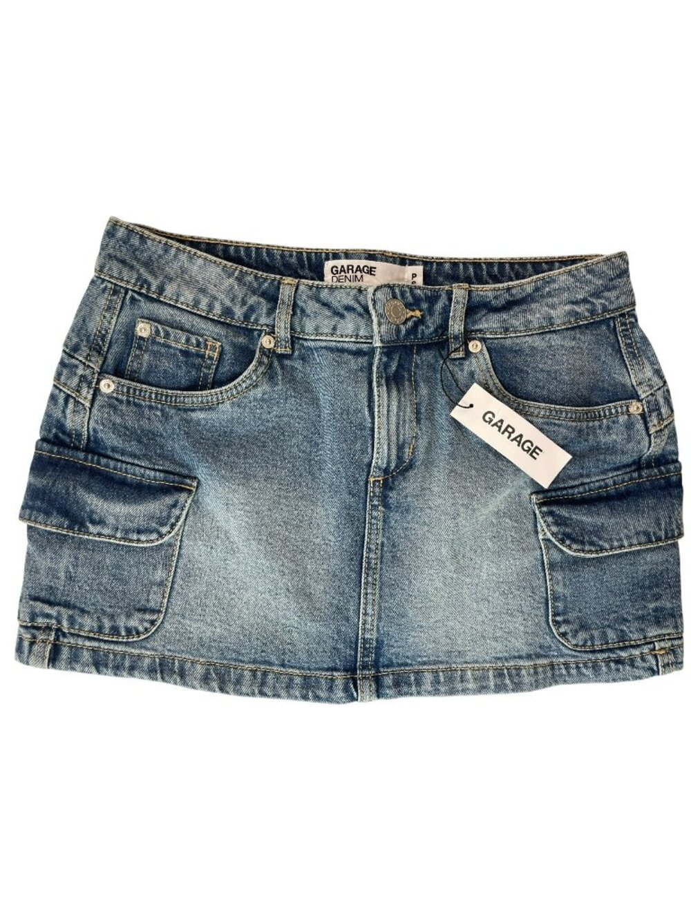 Garage Denim Cargo Skort Skirt Cecelia Blue Pockets Casual Wmn's Sz S MSRP$60NWT